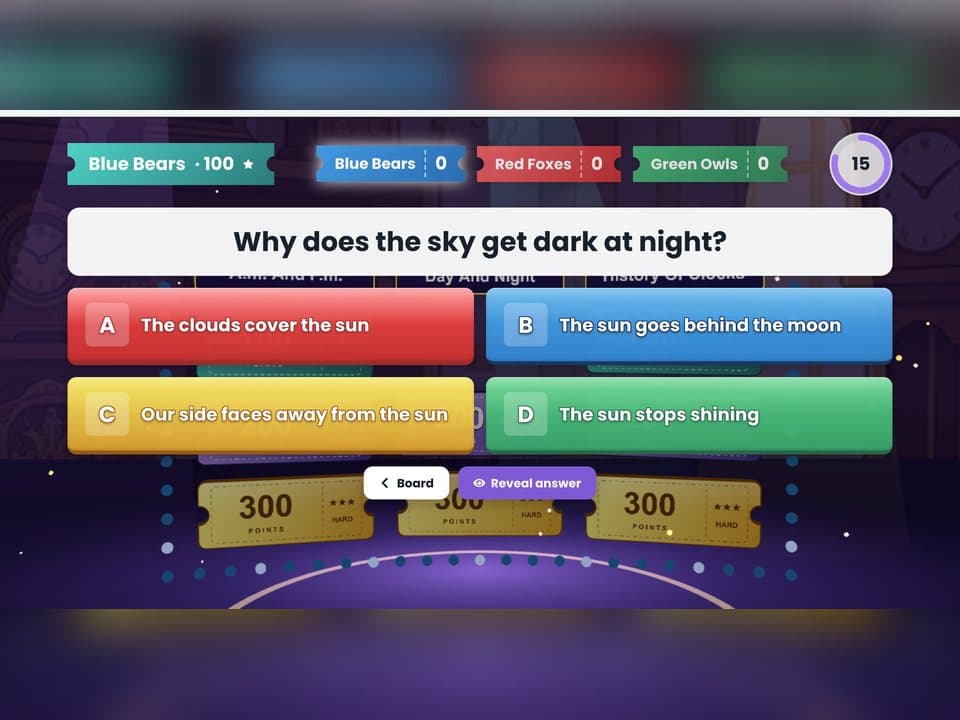 Quiz Show on the classroom screen