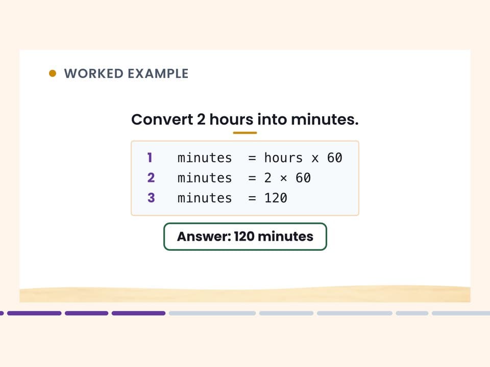 A worked example slide from a sample lesson
