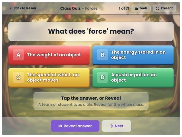 Last lesson's questions replayed as a warm-up